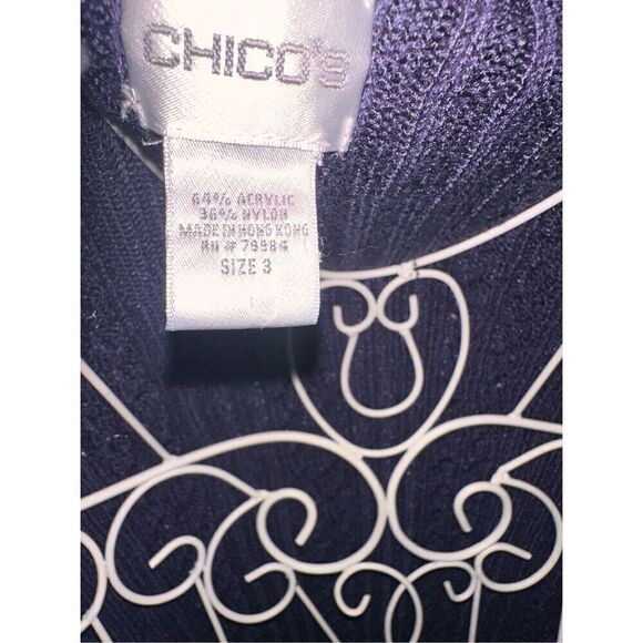 GREAT CONDITION Chicos Women's Ribbed Open Cardigan Blue size 3 (large) sweater/ - Picture 4 of 7